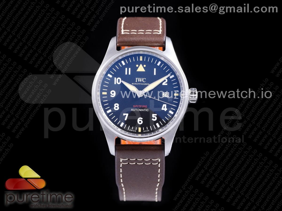 [MKF] IWC Spitfire SS IW326803 Black Dial on Brown Leather Strap MIYOTA 9015