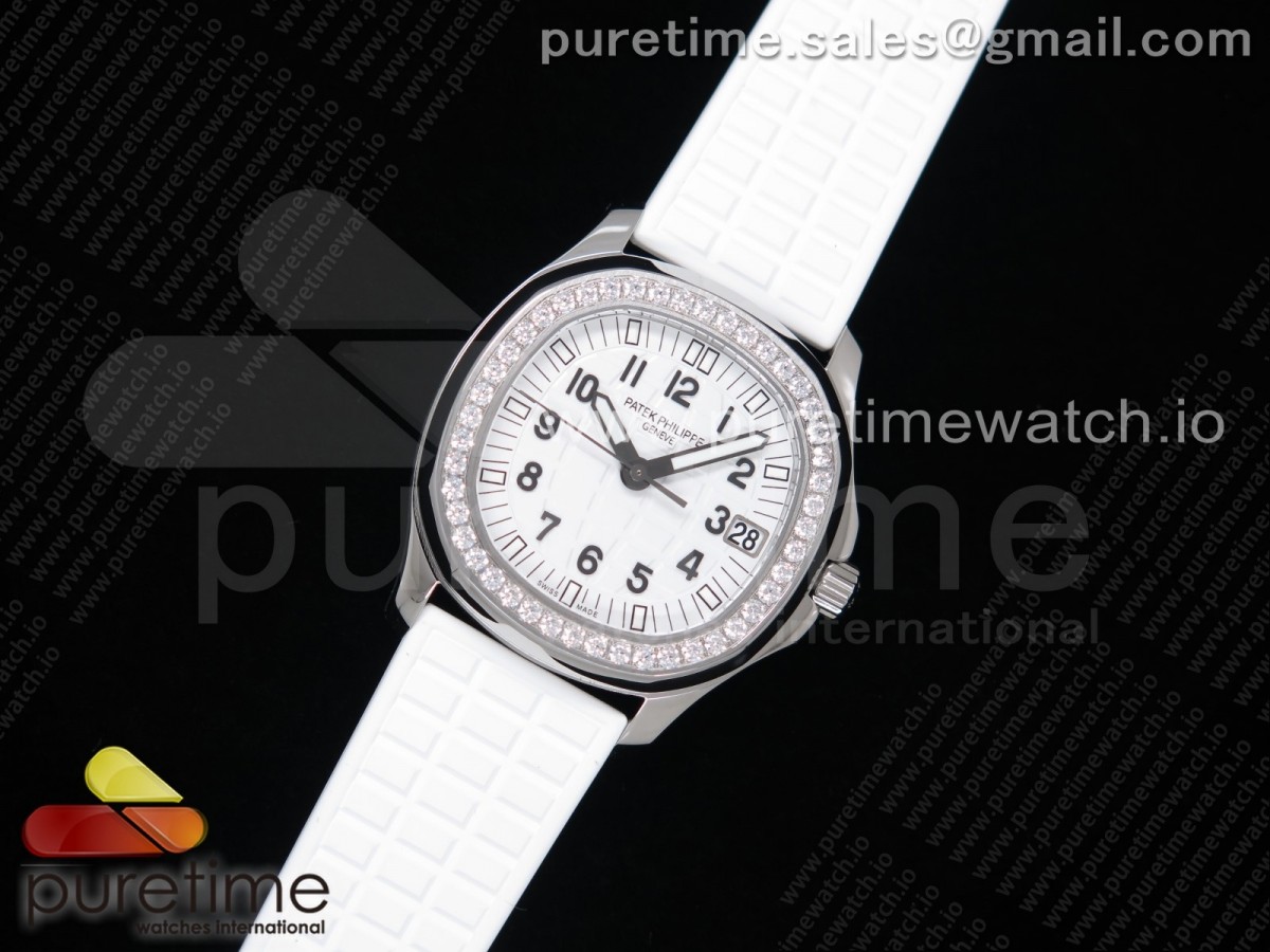 [PPF] Patek Philippe Aquanaut 5068 SS White Textured Dial on White Rubber Strap 324CS