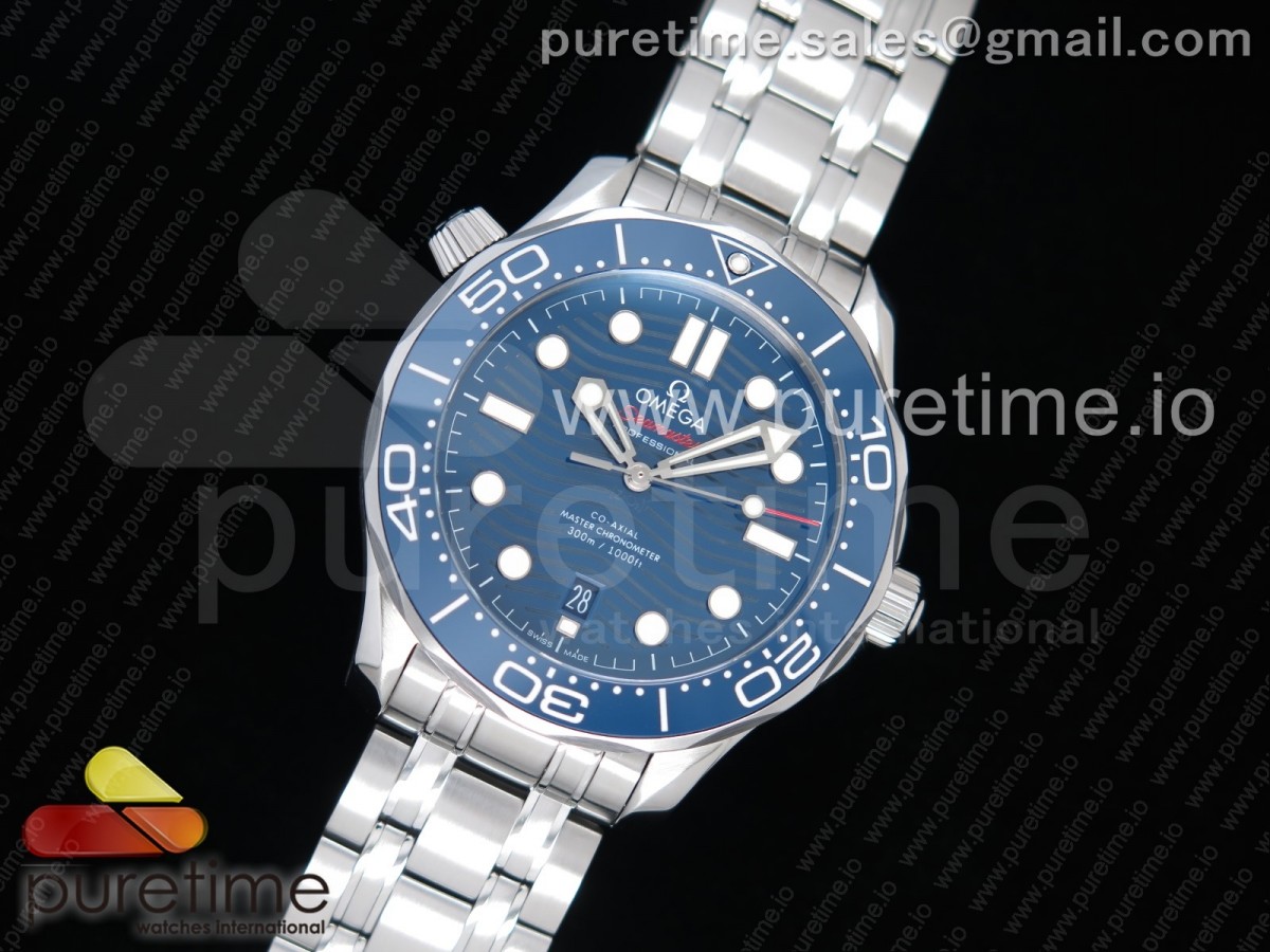 [VSF] Omega 2018 Seamaster Diver 300M Blue Ceramic Blue Dial on SS Bracelet A8800 V2 (Black Balance Wheel)