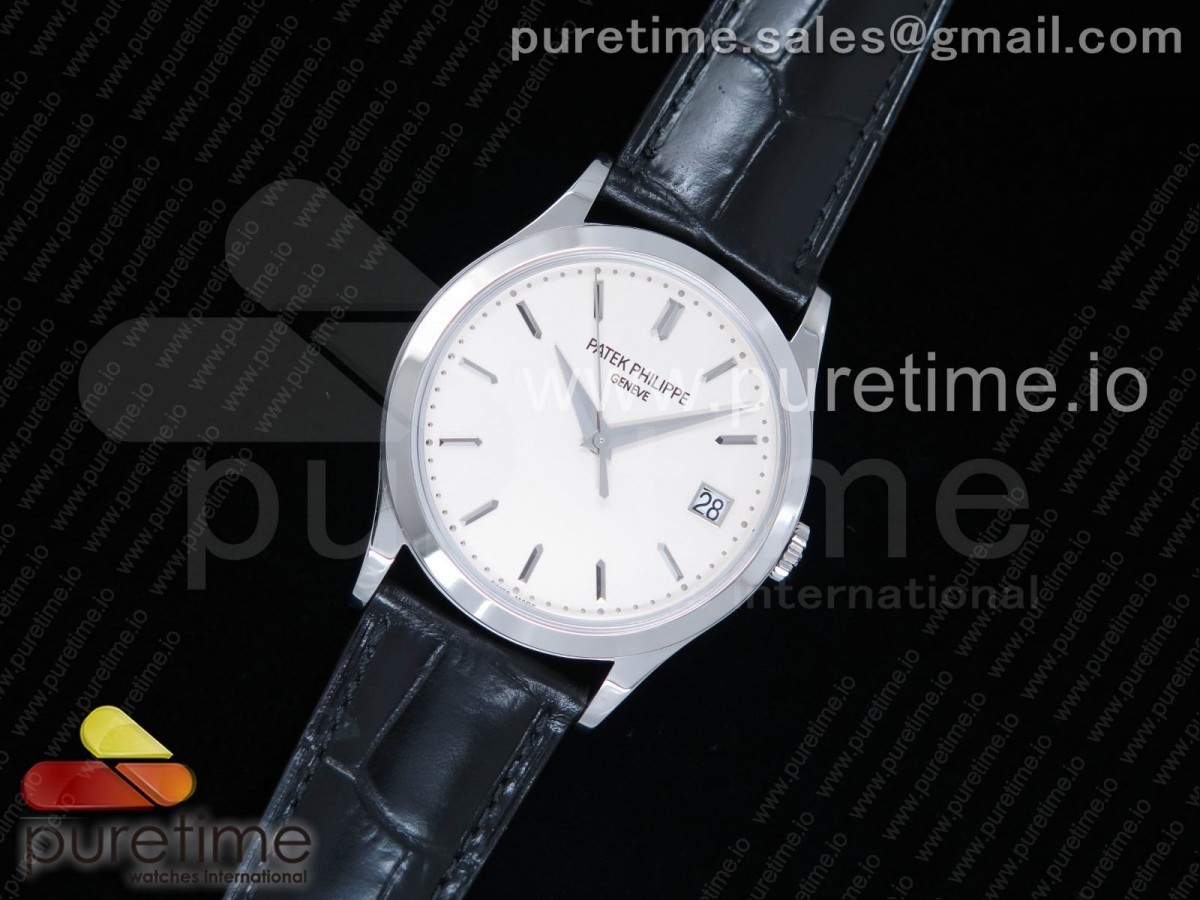 [ZF] Patek Philippe Calatrava 5296G SS Ivory Dial on Black Leather Strap 324CS