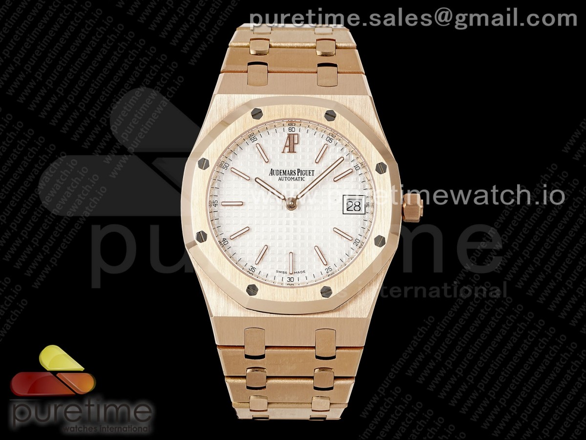 [BF] Audemars Piguet Royal Oak 39mm 15202 RG White Textured Dial on RG Bracelet A2121