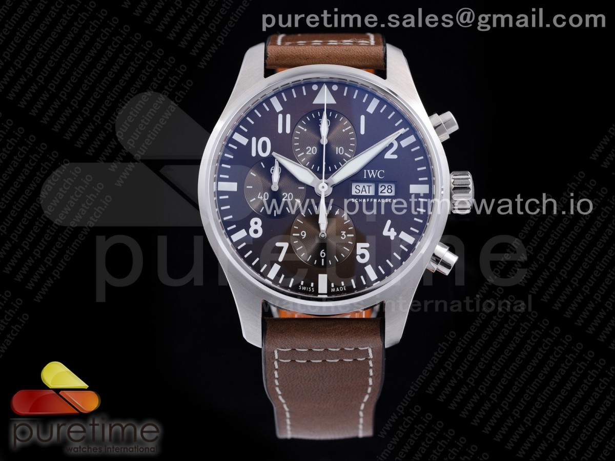 [ZF] IWC Pilot Chronograph IW377713 Brown Dial on Brown Leather Strap A7750 V2