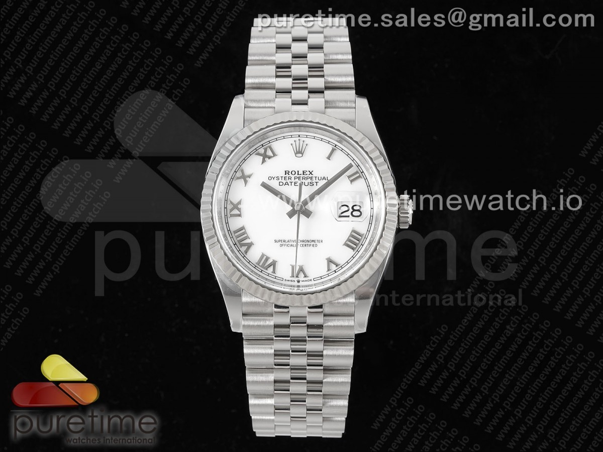 [Clean] Rolex DateJust 36 126234 904L Steel White Roman Dial on Jubilee Bracelet VR3235