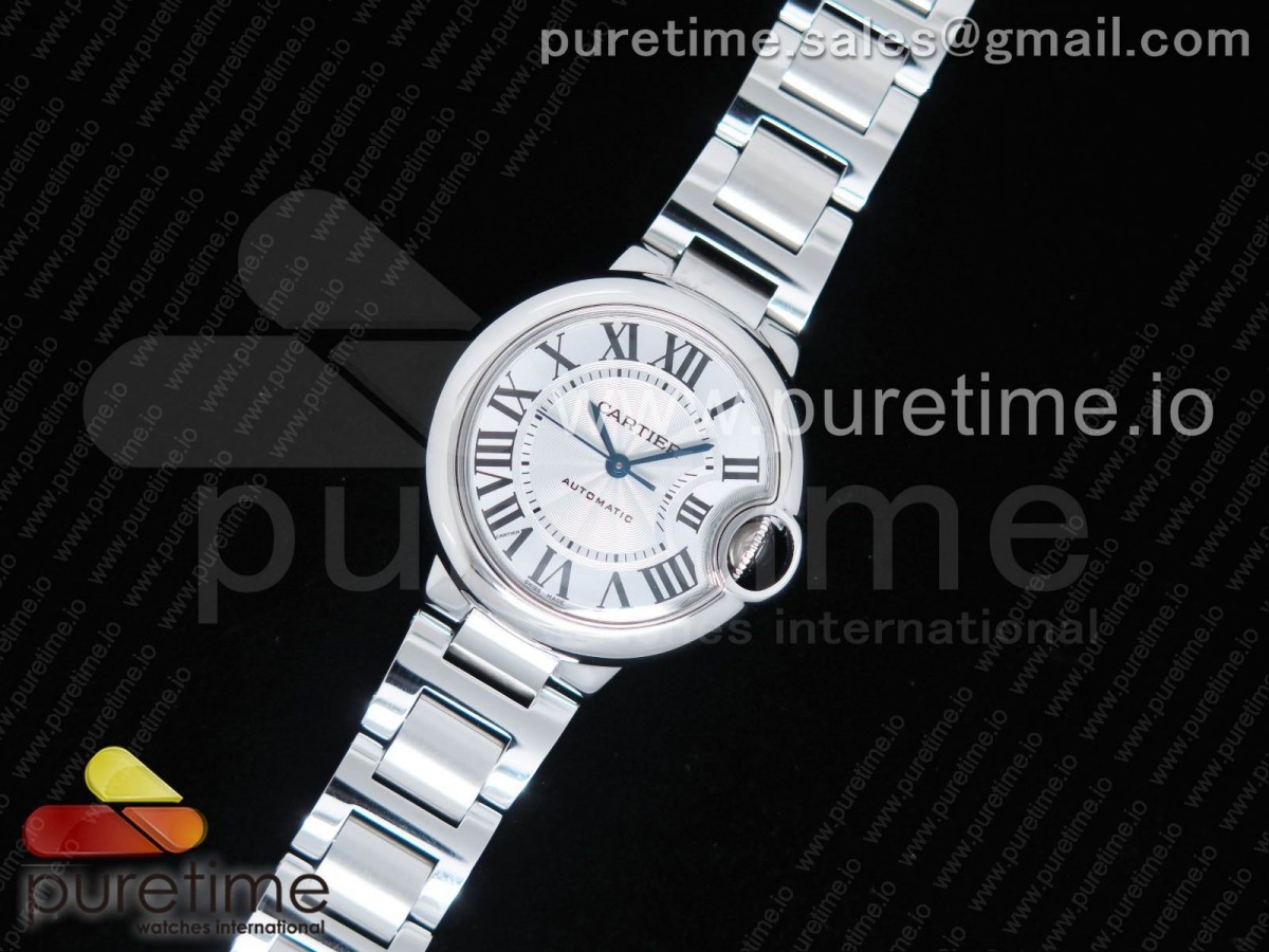 [AF] Cartier Ballon Bleu 33mm SS White Textured Dial on SS Bracelet Cal.076