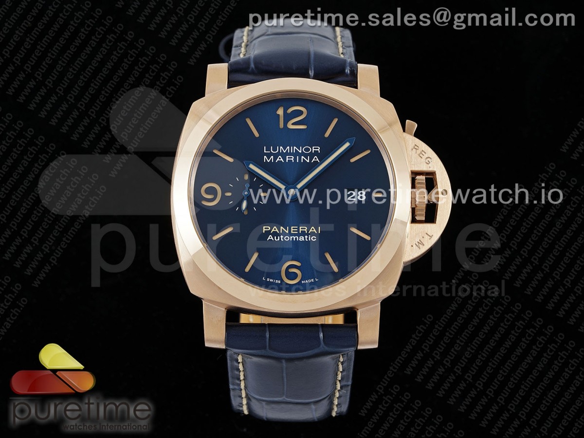 [VSF] Panerai PAM1114 W Blue Dial on Blue Leather Strap P.9010 Clone