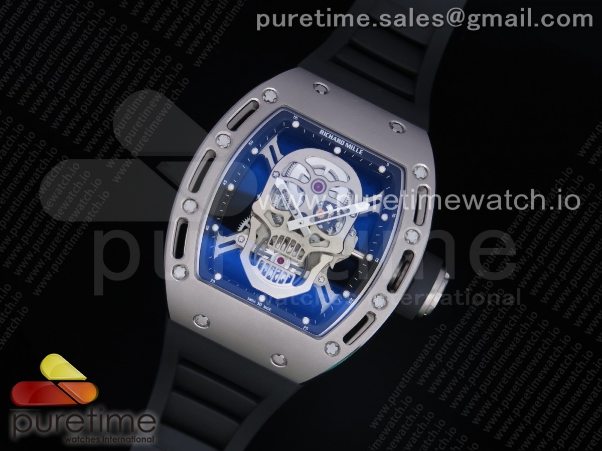 [ZF] Richard Mille RM052 Skull Titanium Skeleton Dial on Black Rubber Strap NH05A