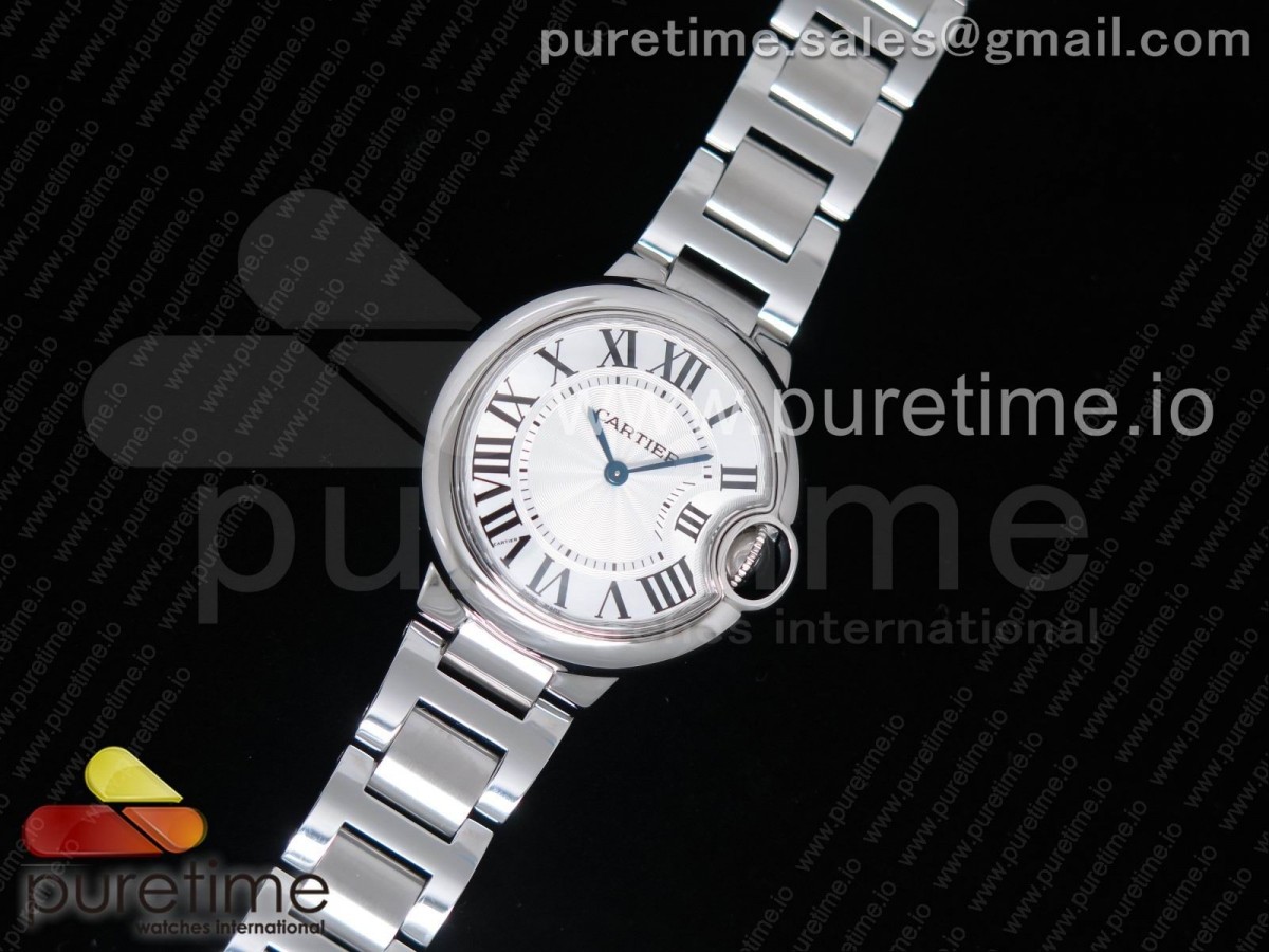 [AF] Cartier Ballon Bleu 33mm SS White Textured Dial on SS Bracelet Jap Quartz