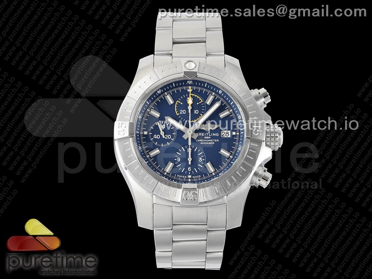 [TF] Breitling Avenger Chrono SS Blue Dial on SS Bracelet A7750