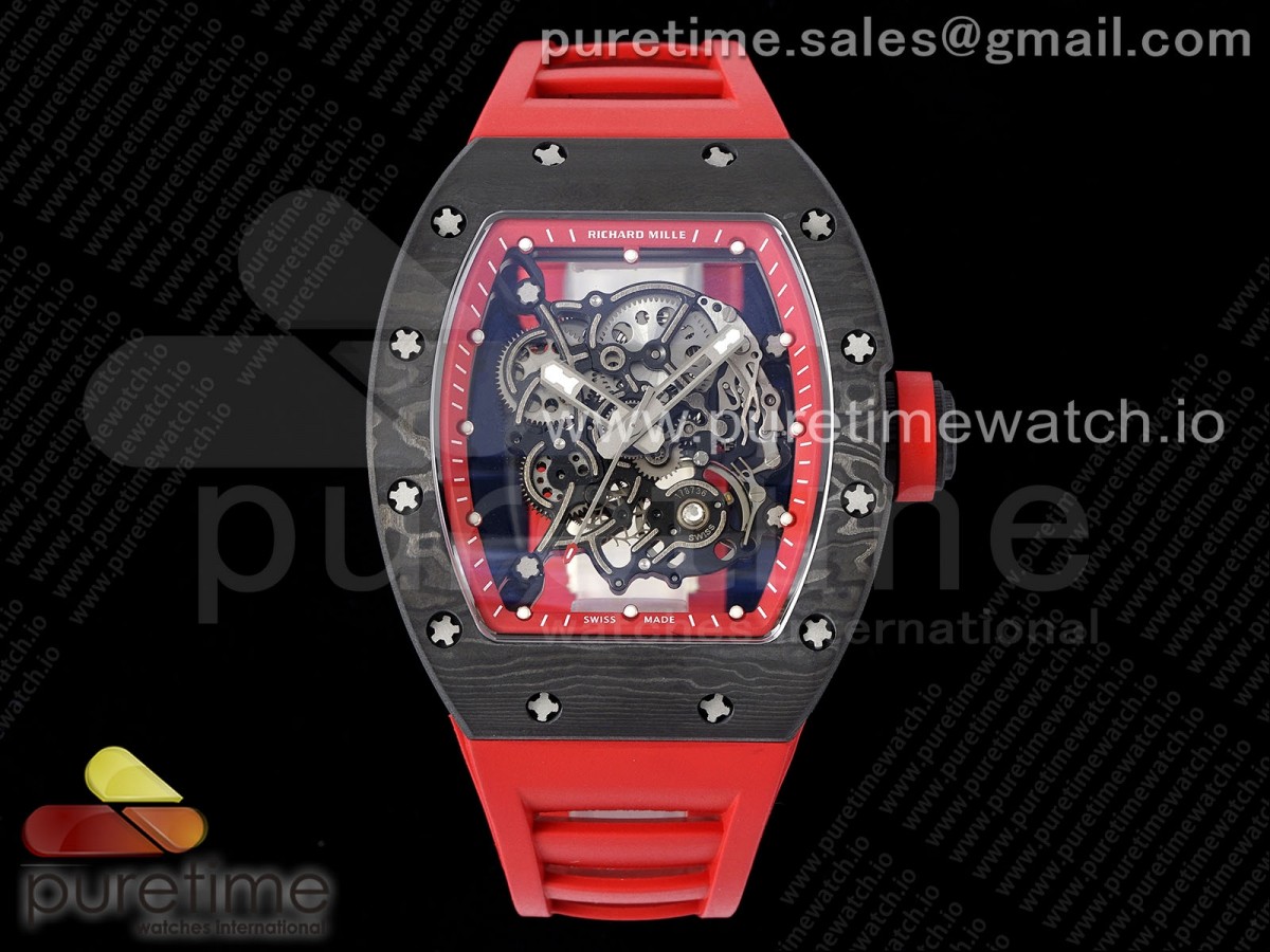 [RMF] Richard Mille RM055 NTPT Skeleton Red Dial on Red Rubber Strap Clone RMUL2