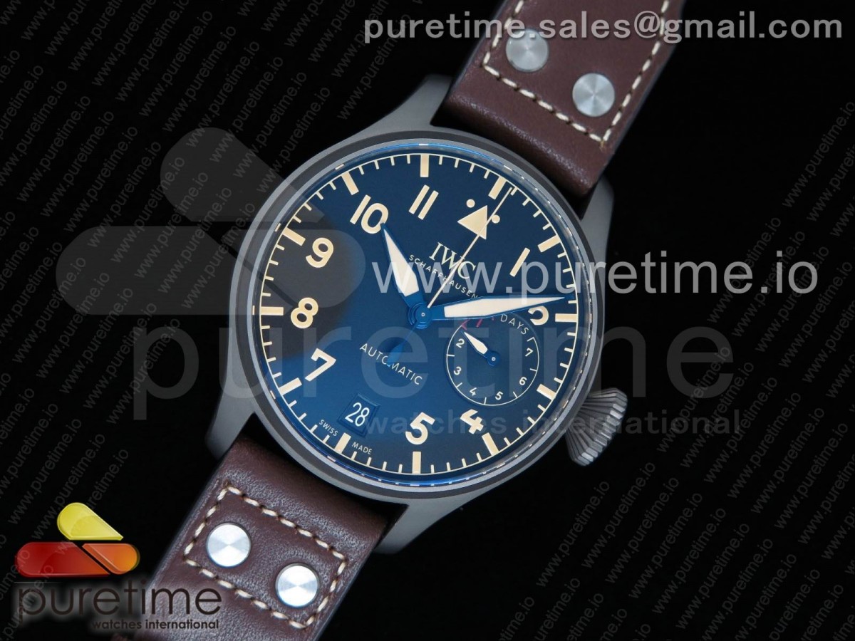 [ZF] IWC Big Pilot IW501004 Titanium Black Dial on Brown Leather Strap A52110