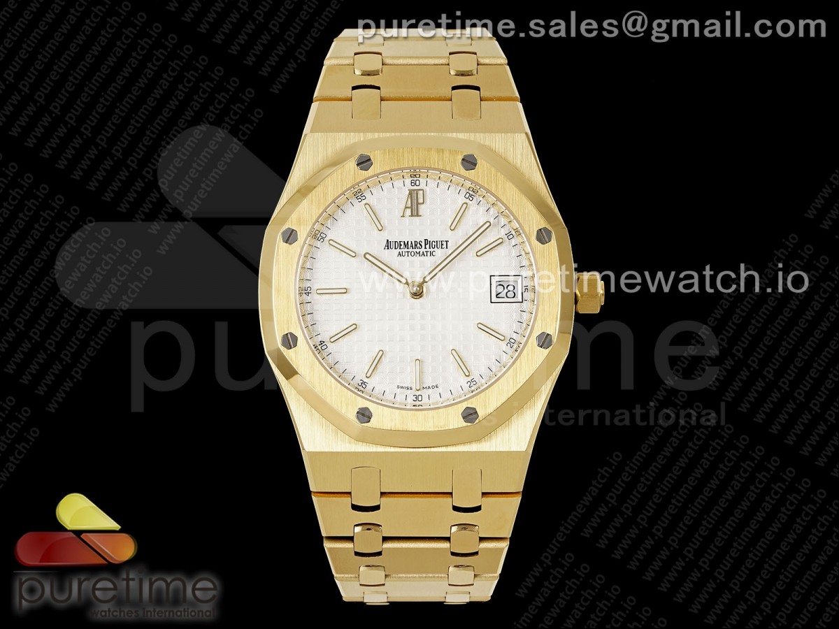 [BF] Audemars Piguet Royal Oak 39mm 15202 YG White Textured Dial on YG Bracelet A2121