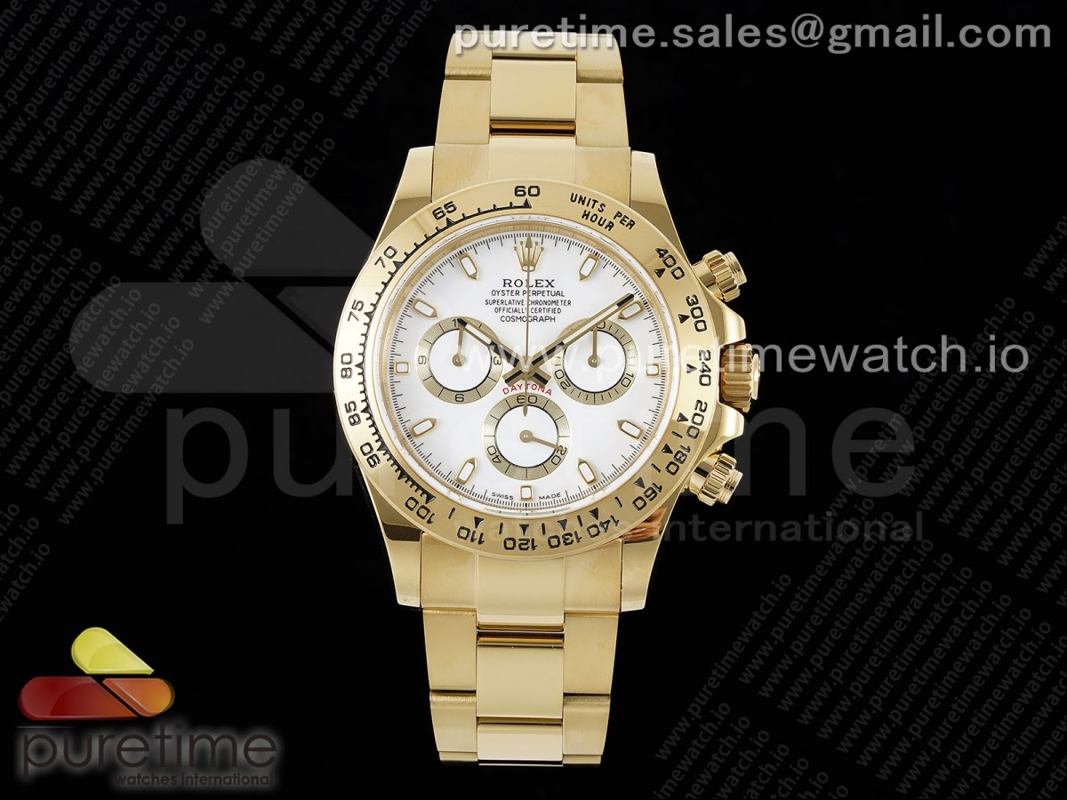 [QF] Rolex Daytona 116508 White Dial on YG Bracelet SA4130 V2