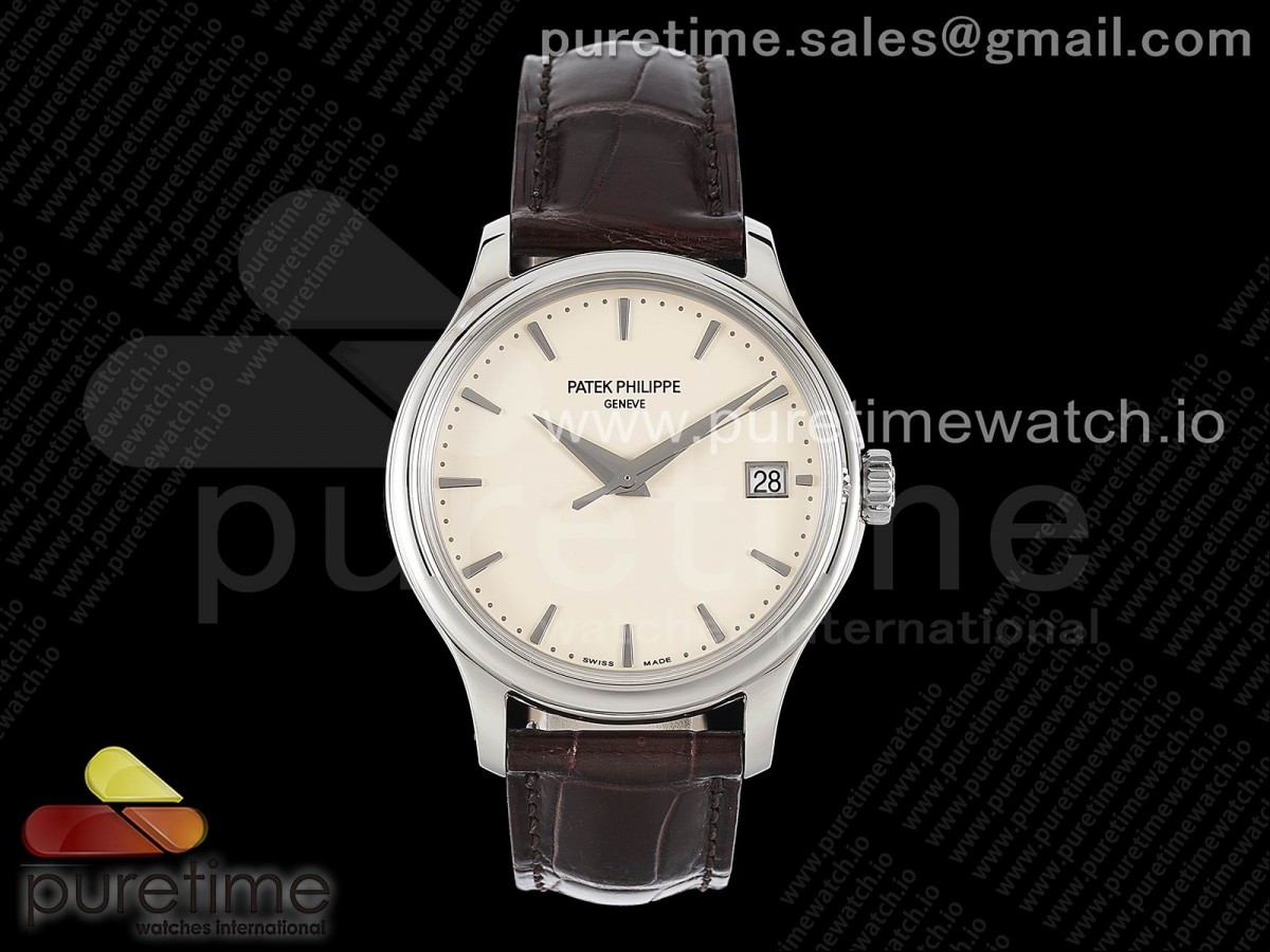 [3KF] Patek Philippe Calatrava 5227 SS White Dial on Brown Leather Strap A324 Super Clone V2