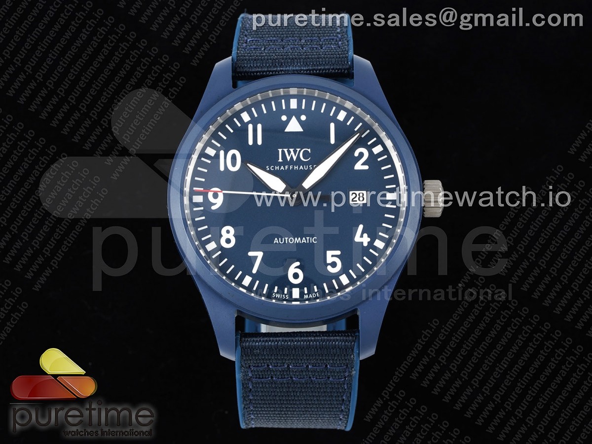 [M+F] IWC Mark XVIII IW328101 Blue Ceramic Blue Dial on Blue Nylon Strap A35111