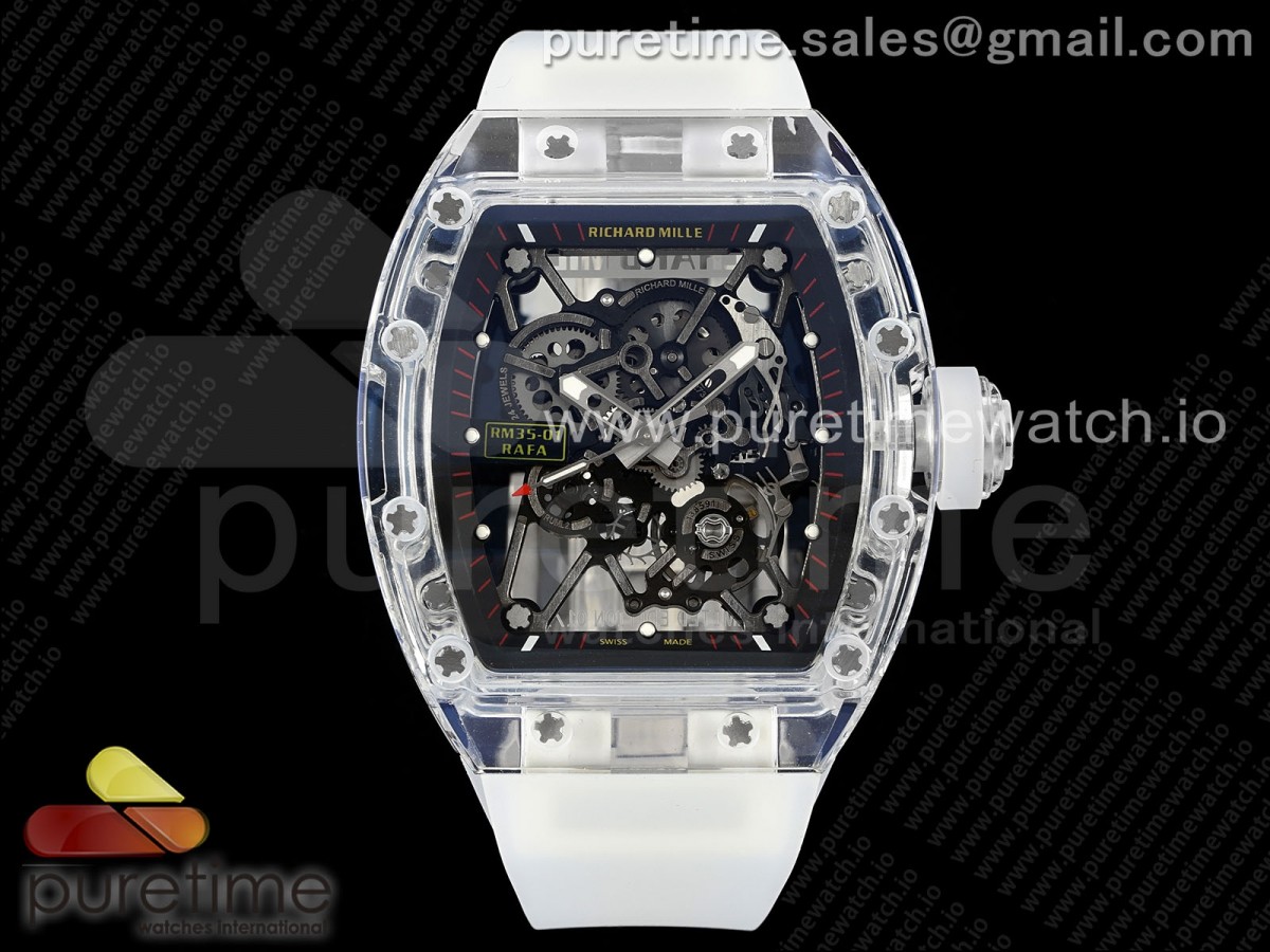 [RMF] Richard Mille RM035 Transparent Skeleton Dial on Translucent Rubber Strap Clone RMUL2