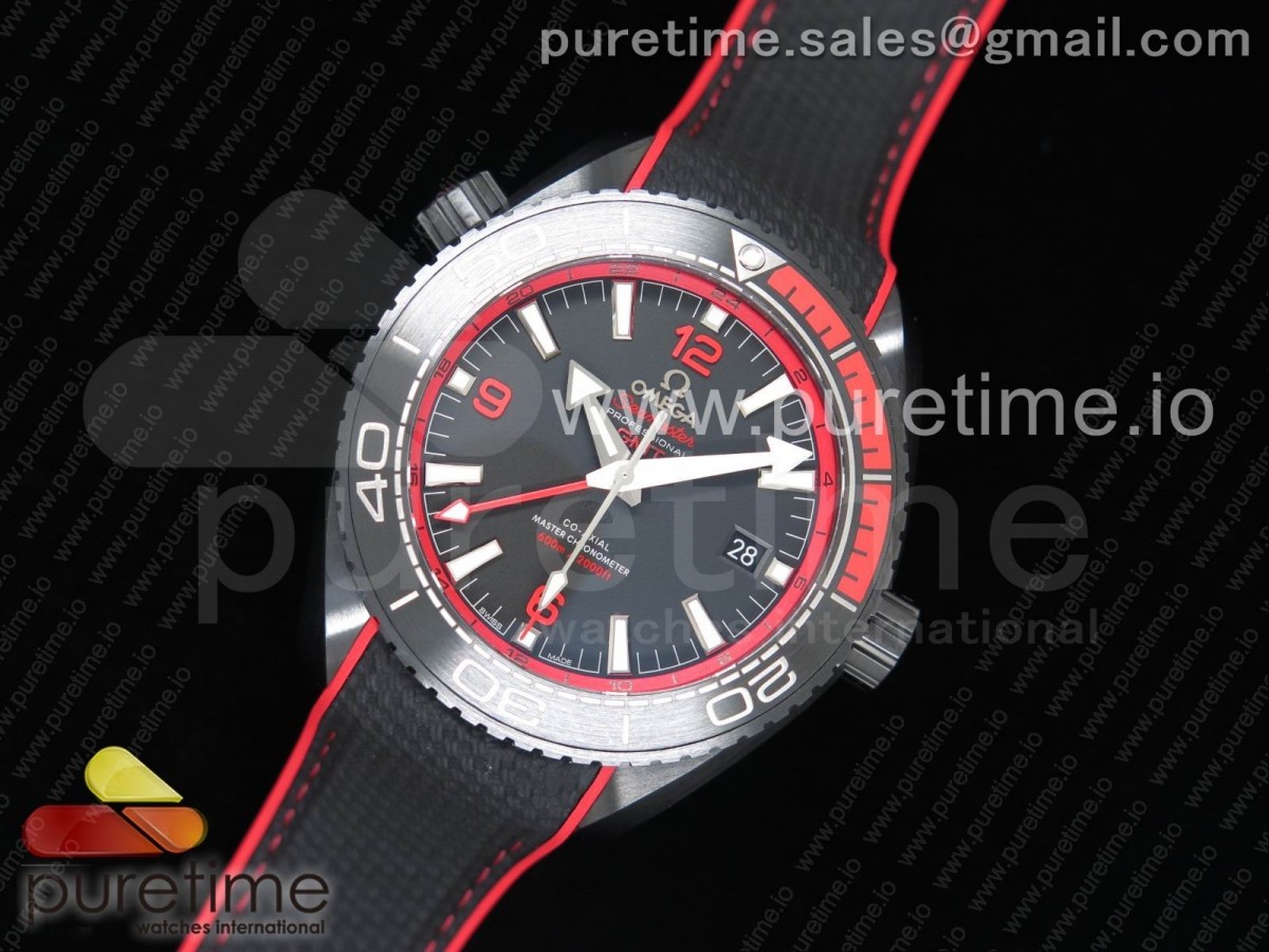 [VSF] Omega Planet Ocean 45.5mm Deep Black red Real Ceramic on Black Nylon Strap A8906 Super Clone