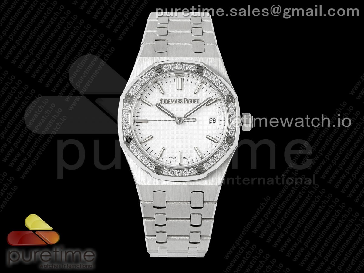 [BF] Audemars Piguet Royal Oak 34mm SS White Dial Diamonds Bezel on SS Bracelet A5800