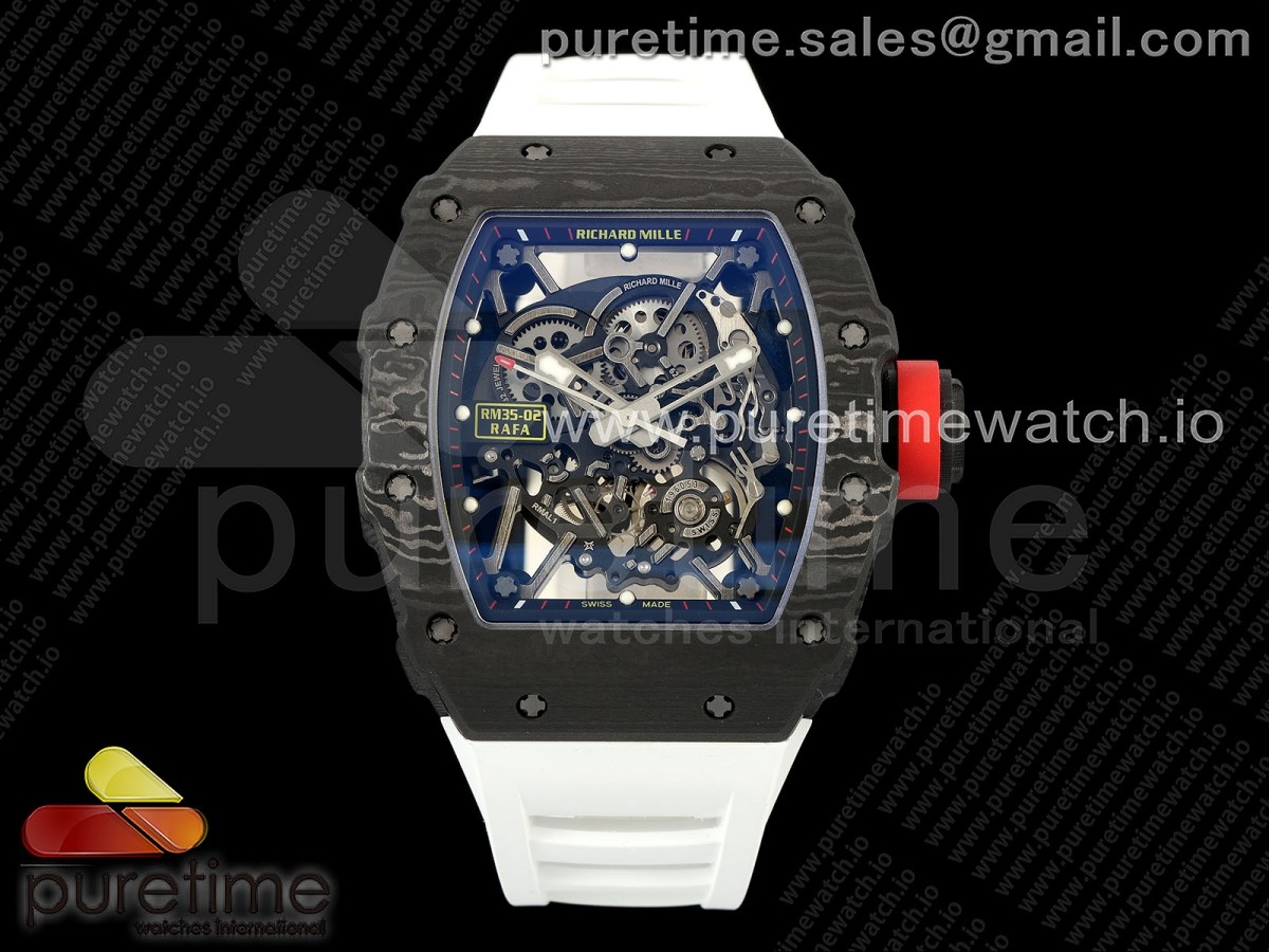 [ZF] Richard Mille RM035-02 NTPT Skeleton Dial on White Rubber Strap RMAL1 Super Clone V6