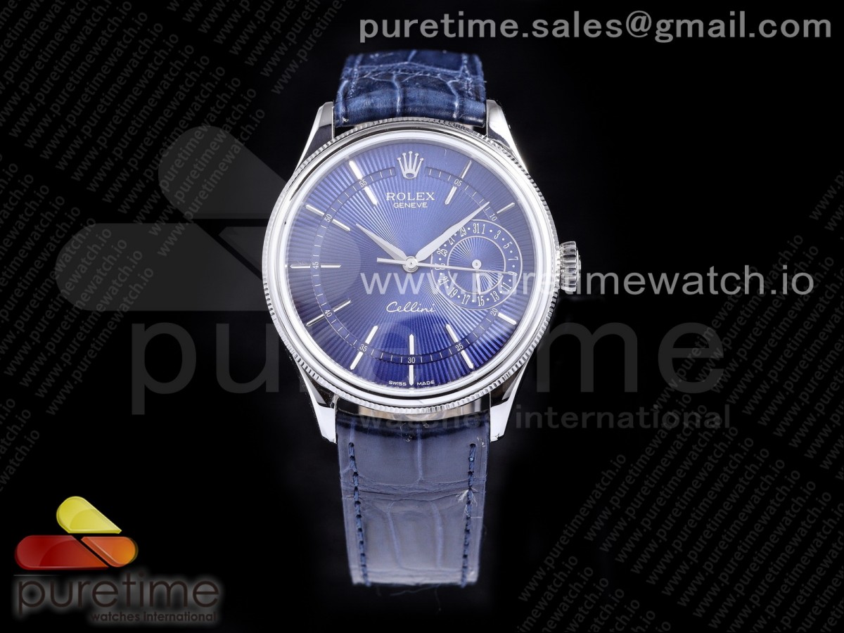 [GMF] Rolex Cellini 50519 SS Blue Dial on Blue Leather Strap SA3165