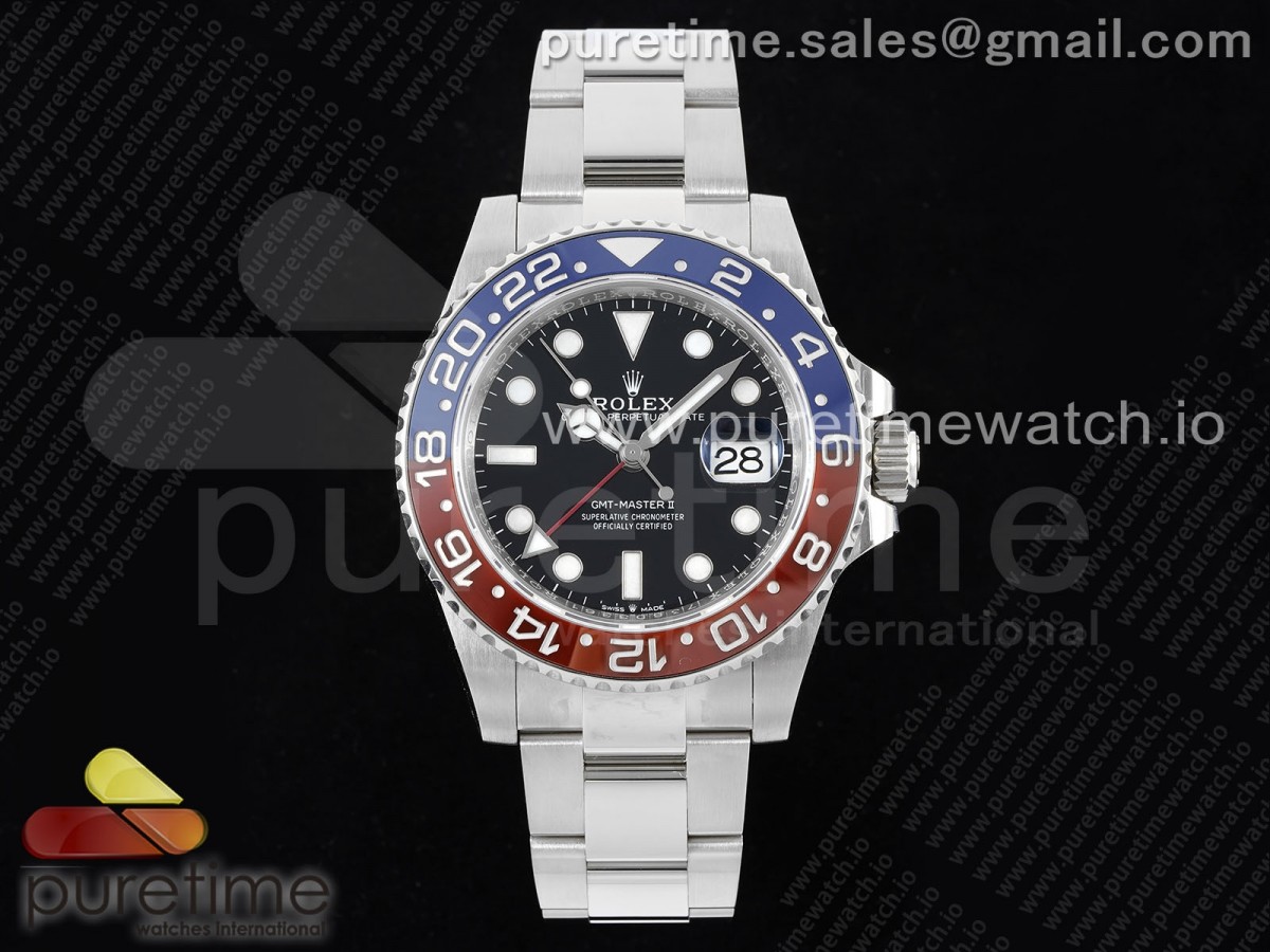 [C+] Rolex GMT Master II 126710 BLRO Pepsi 904L SS Black Dial on Oyster Bracelet VR3285 CHS