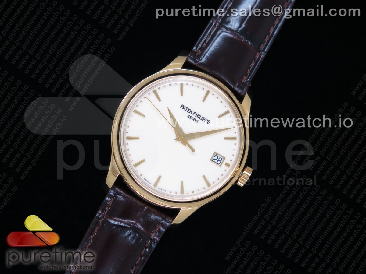 [ZF] Patek Philippe Calatrava 5227J YG White Dial on Brown Leather Strap A324CS