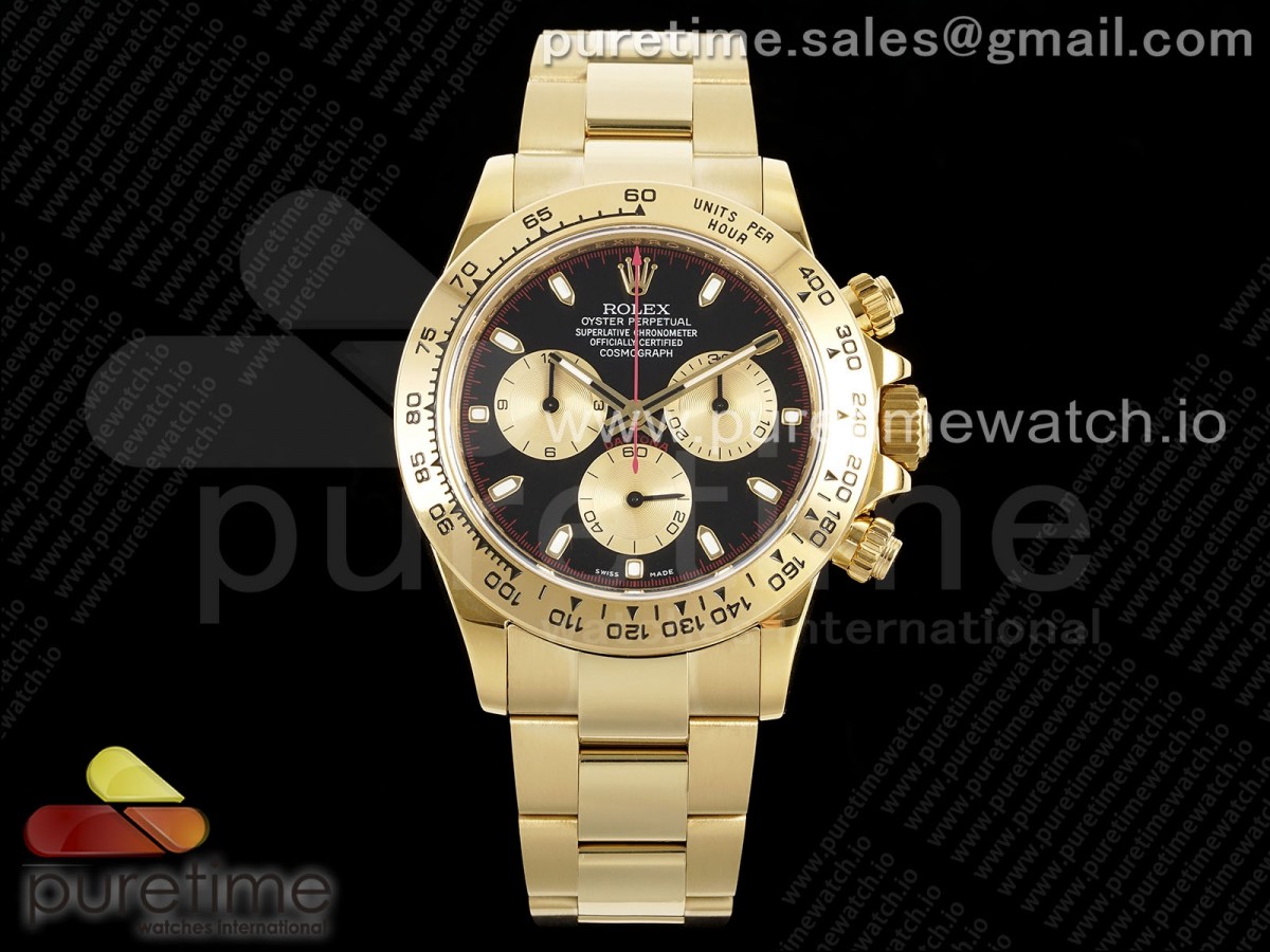 [QF] Rolex Daytona 116508 Black/YG Dial on YG Bracelet SH4130 V3 (Gain Weight)