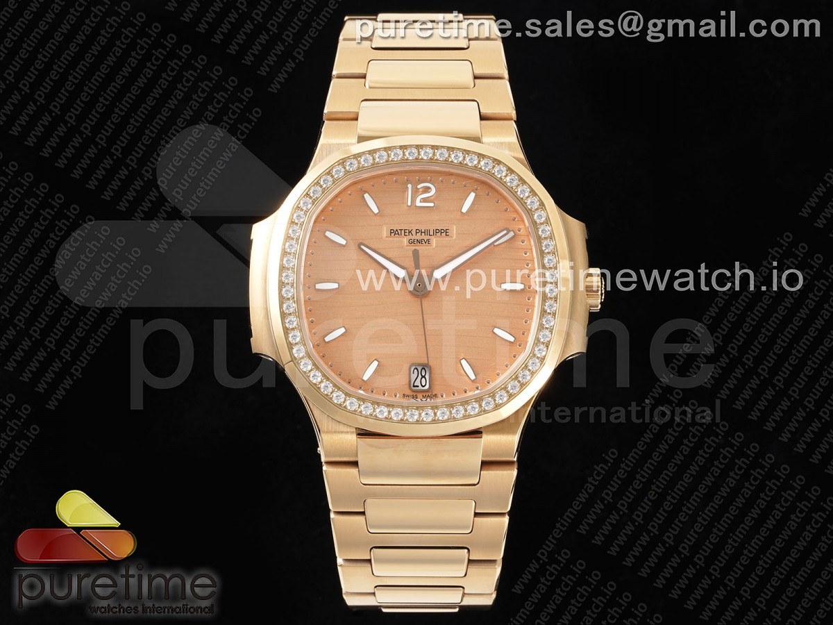 [3KF] Patek Philippe Nautilus 7118 Ladies RG Dial Diamonds Bezel on RG Bracelet A324 Super Clone