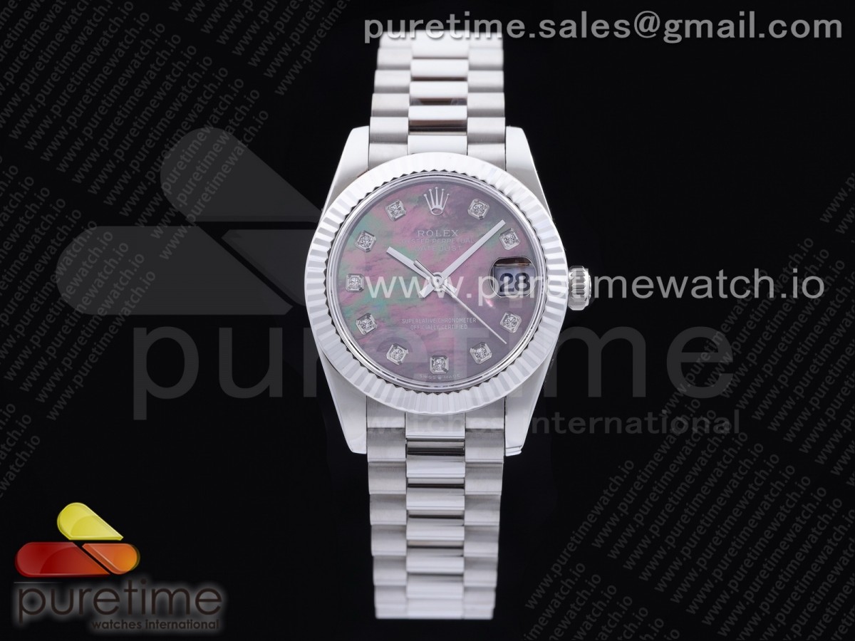 [GMF] Rolex DateJust 31 Ladies 278289 316L Steel Pink MOP Dial Diamonds Markers on President Syle Bracelet