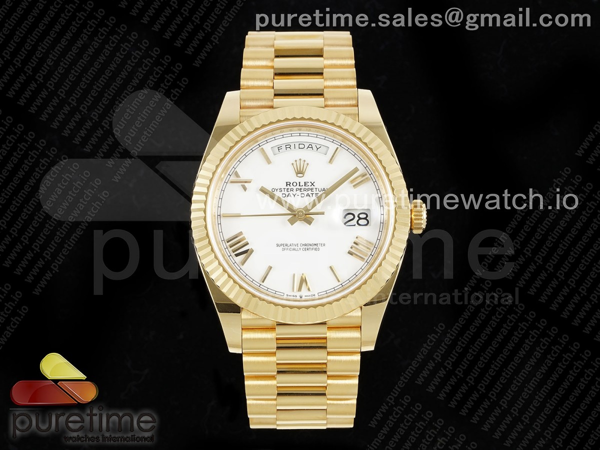 [ARF] Rolex Day Date 40 YG 228238 White Roman Dial on President Bracelet VR3255 (Gain Weight)