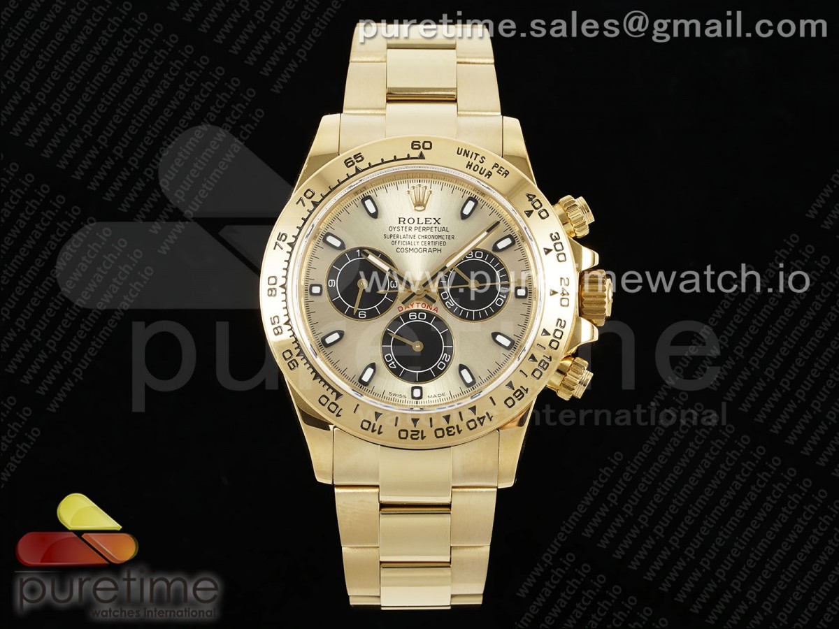 [QF] Rolex Daytona 116508 YG/Black Dial on YG Bracelet SH4130 V3 (Gain Weight)