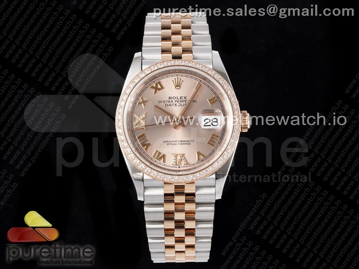 [VSF] Rolex DateJust 36 SS 126281rbr 904L Steel RG Roman Dial on Jubilee Bracelet VS3235