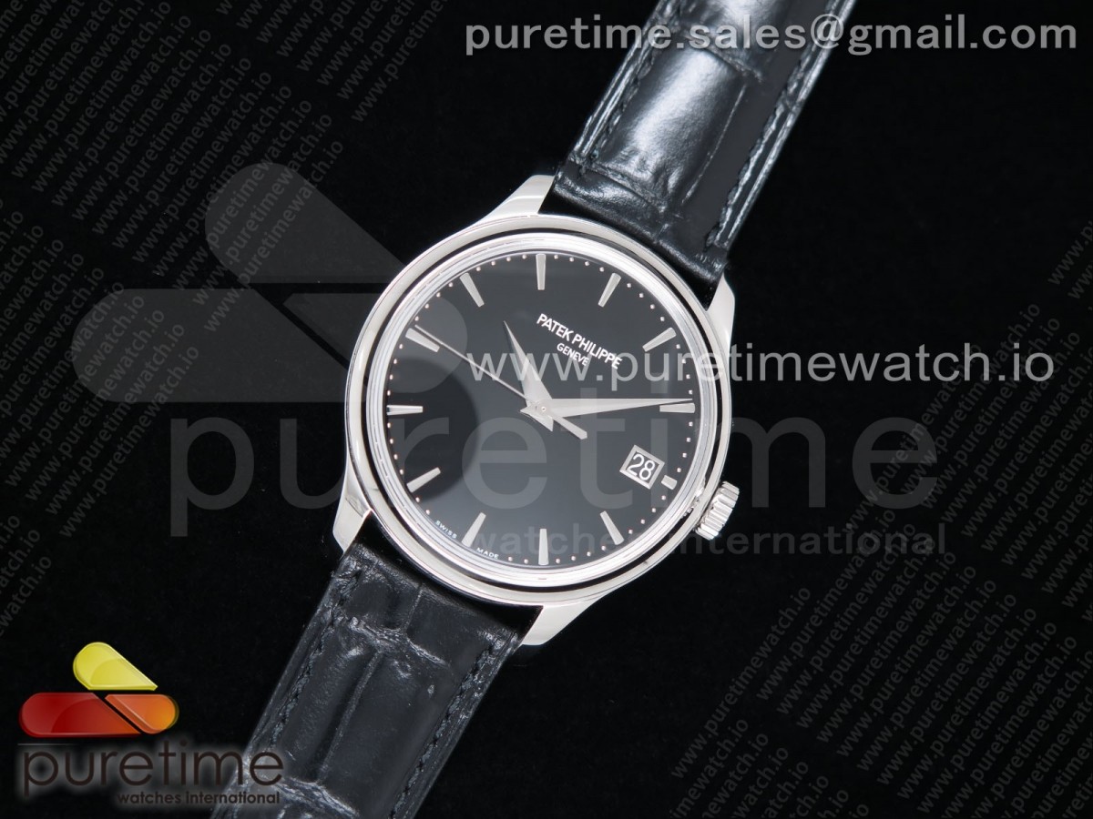 [ZF] Patek Philippe Calatrava 5227 SS Black Dial on Black Leather Strap 324CS (Free box)