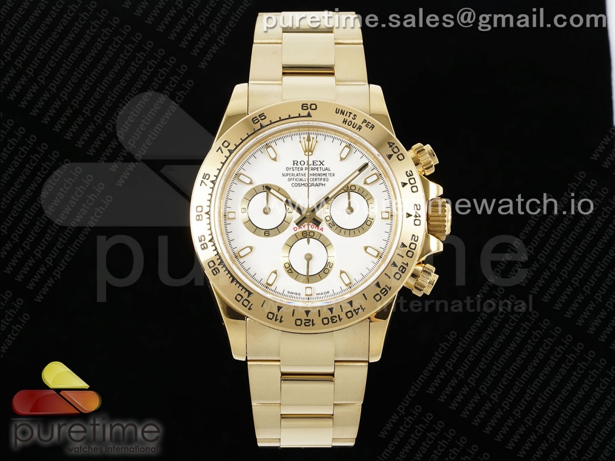 [QF] Rolex Daytona 116508 White Dial on YG Bracelet SH4130 V3 (Gain Weight)