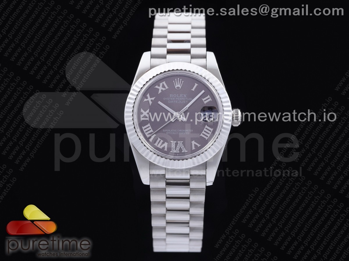 [GMF] Rolex DateJust 31 Ladies 278289 316L Steel Gray Dial Diamond Roman Markers on President Syle Bracelet