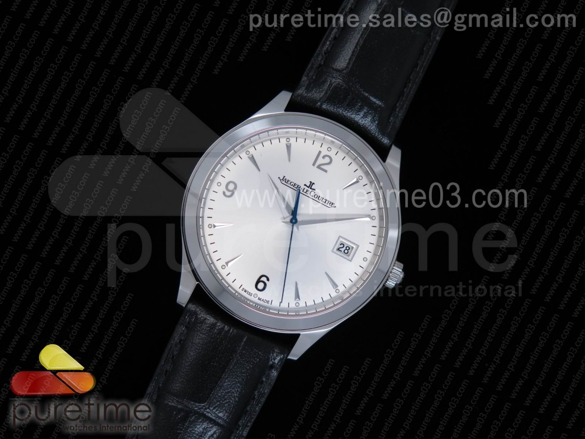 [ZF] Jaeger-LeCoultre Master Control Date 1548420 SS Silver Dial on Black Leather Strap A899