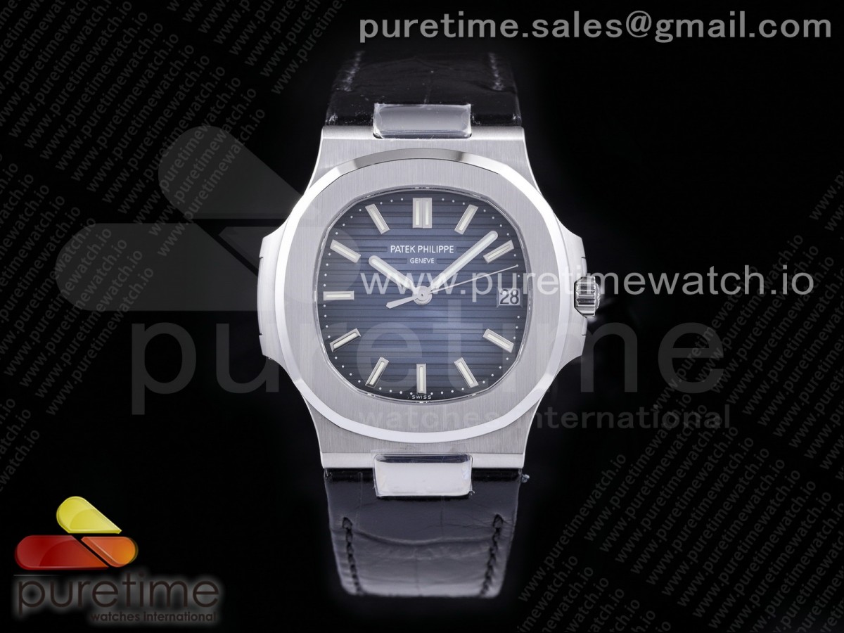 [PPF] Patek Philippe Nautilus 5711/1A Gray Textured Dial on Black Leather Strap 324CS V4