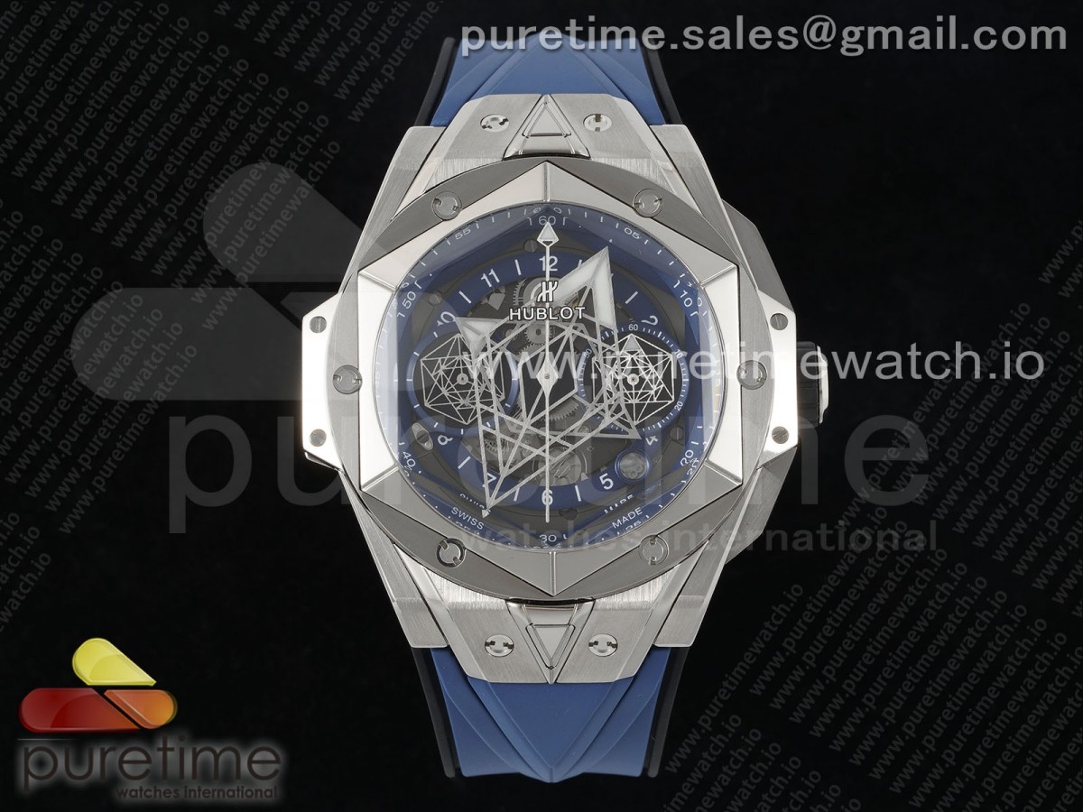 [BBF] Hublot Big Bang Sang Bleu II Chrono SS Blue Dial on Blue Gummy Strap A7750