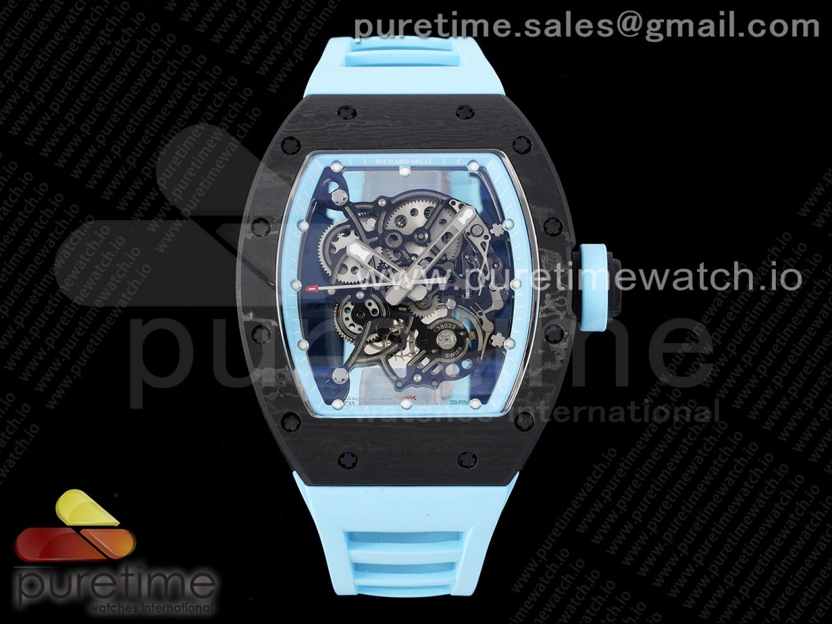 [BBR] Richard Mille RM055 NTPT Skeleton Blue Dial on Blue Rubber Strap Clone RMUL2