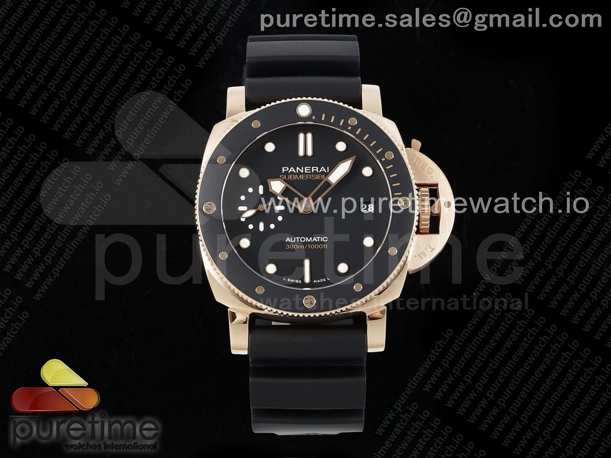 [VSF] Panerai PAM2164 Submersible 42mm Black Dial on Black Rubber Strap P900