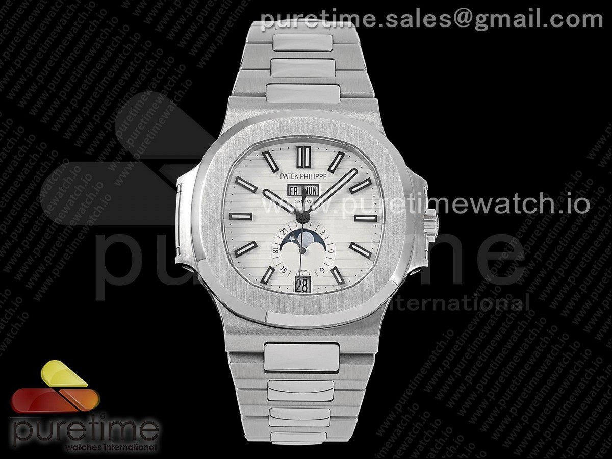 [PPF] Patek Philippe Nautilus 5726 Full Function SS White Dial on SS Bracelet A324