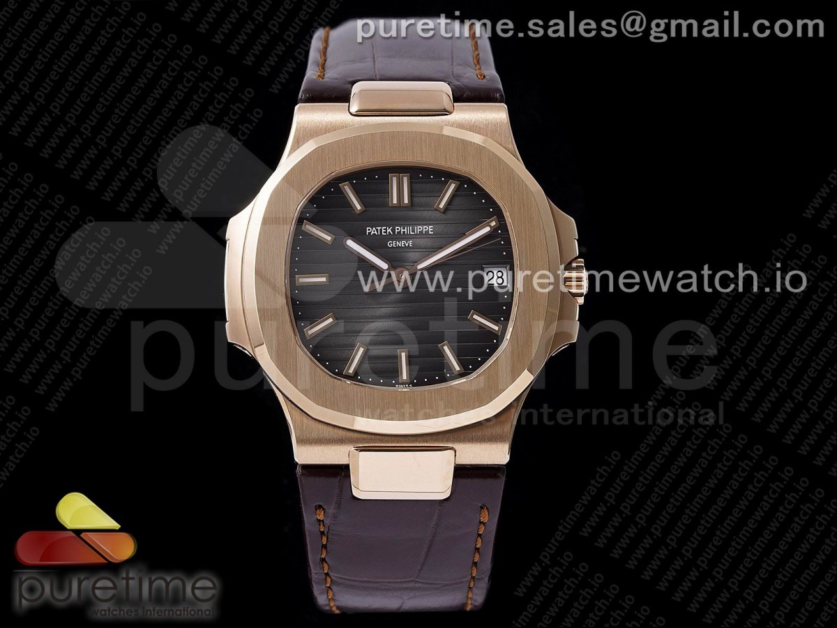 [3KF] Patek Philippe Nautilus 5711/1R RG Brown Textured Dial on Brown Leather Strap A324 Super Clone V2