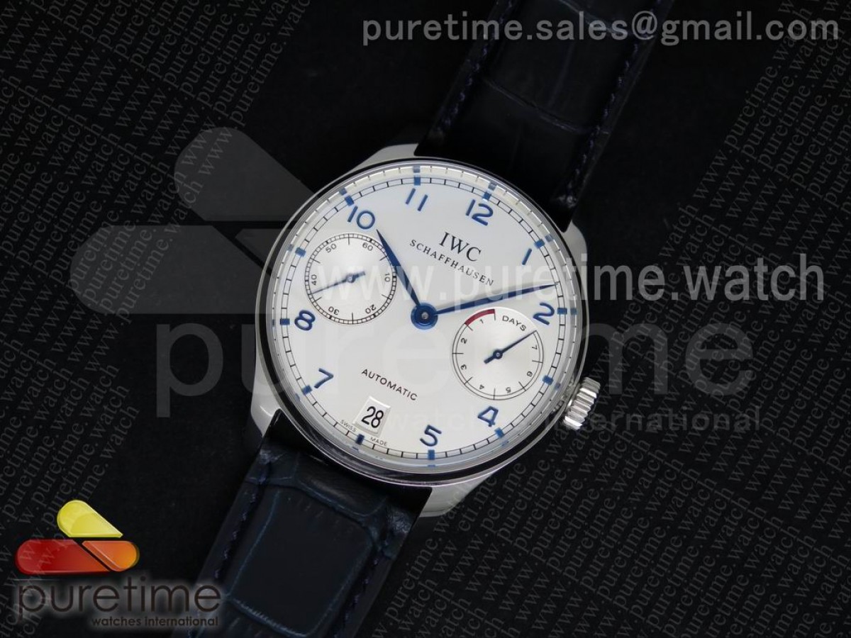 [ZF] IWC Portuguese Real PR IW500107 on Blue Leather Strap A52010 V2