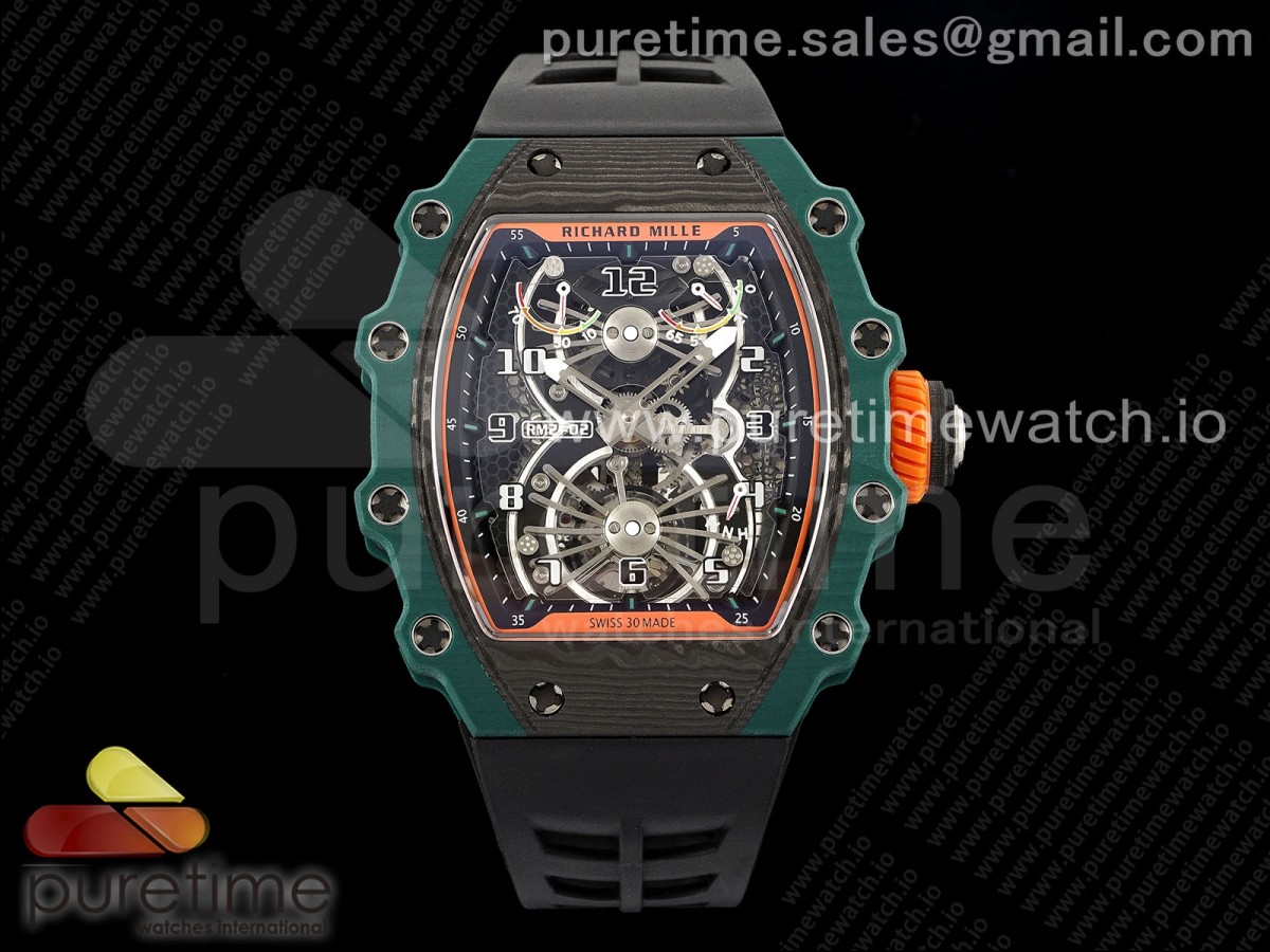 [RMF] Richard Mille RM21-02 Tourbillon NTPT Skeleton Dial on Black Rubber Strap