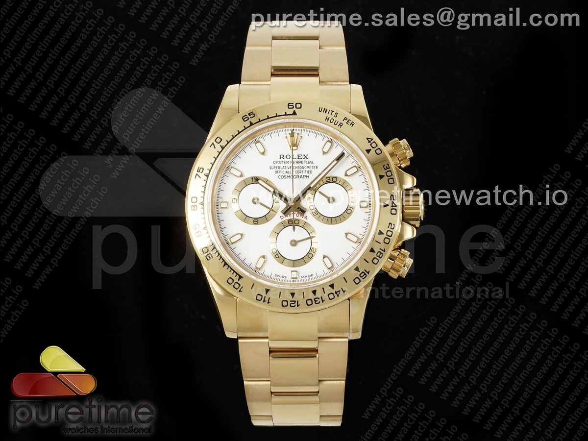 [QF] Rolex Daytona 116508 White Dial on YG Bracelet SH4130 V3 (Gain Weight)