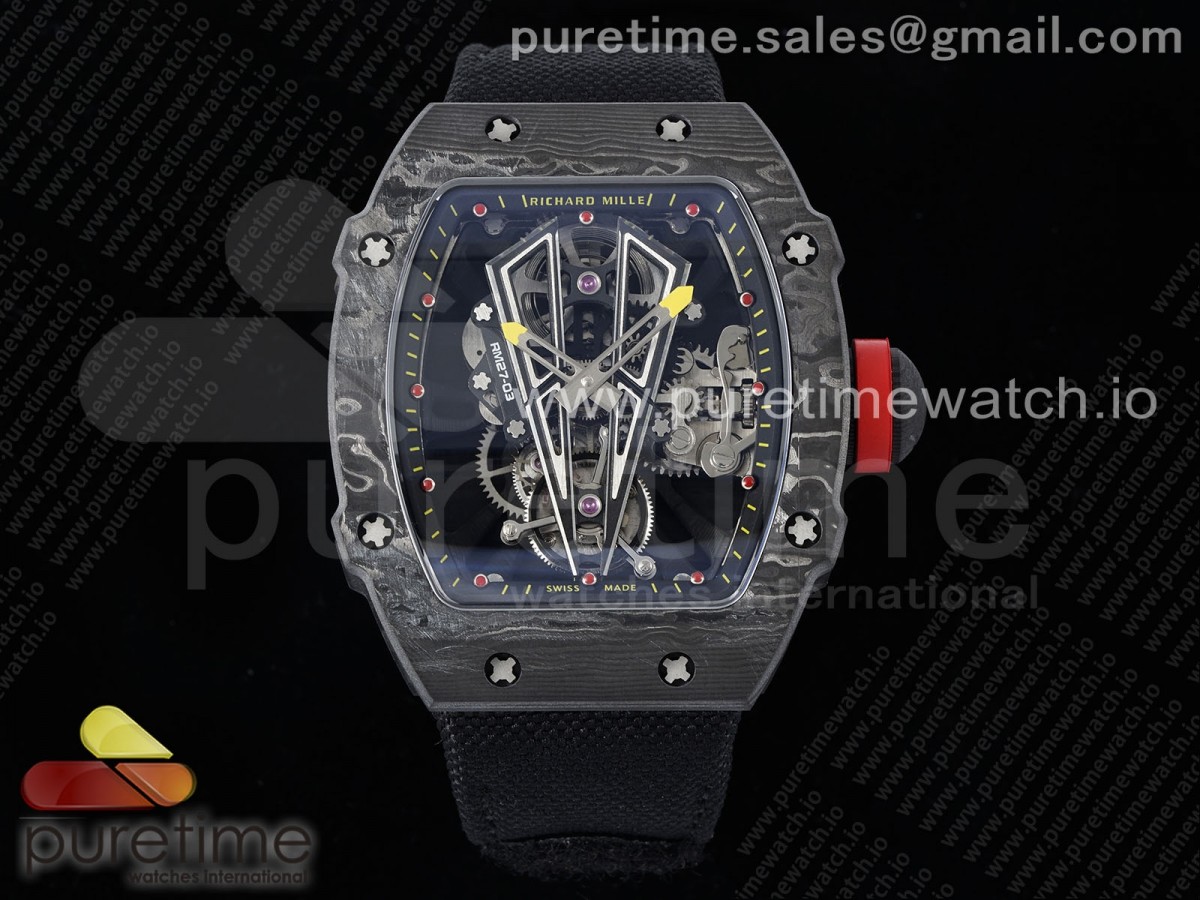 [RMF] Richard Mille RM027-03 NTPT Real Tourbillon Skeleton Dial on Black Nylon Strap