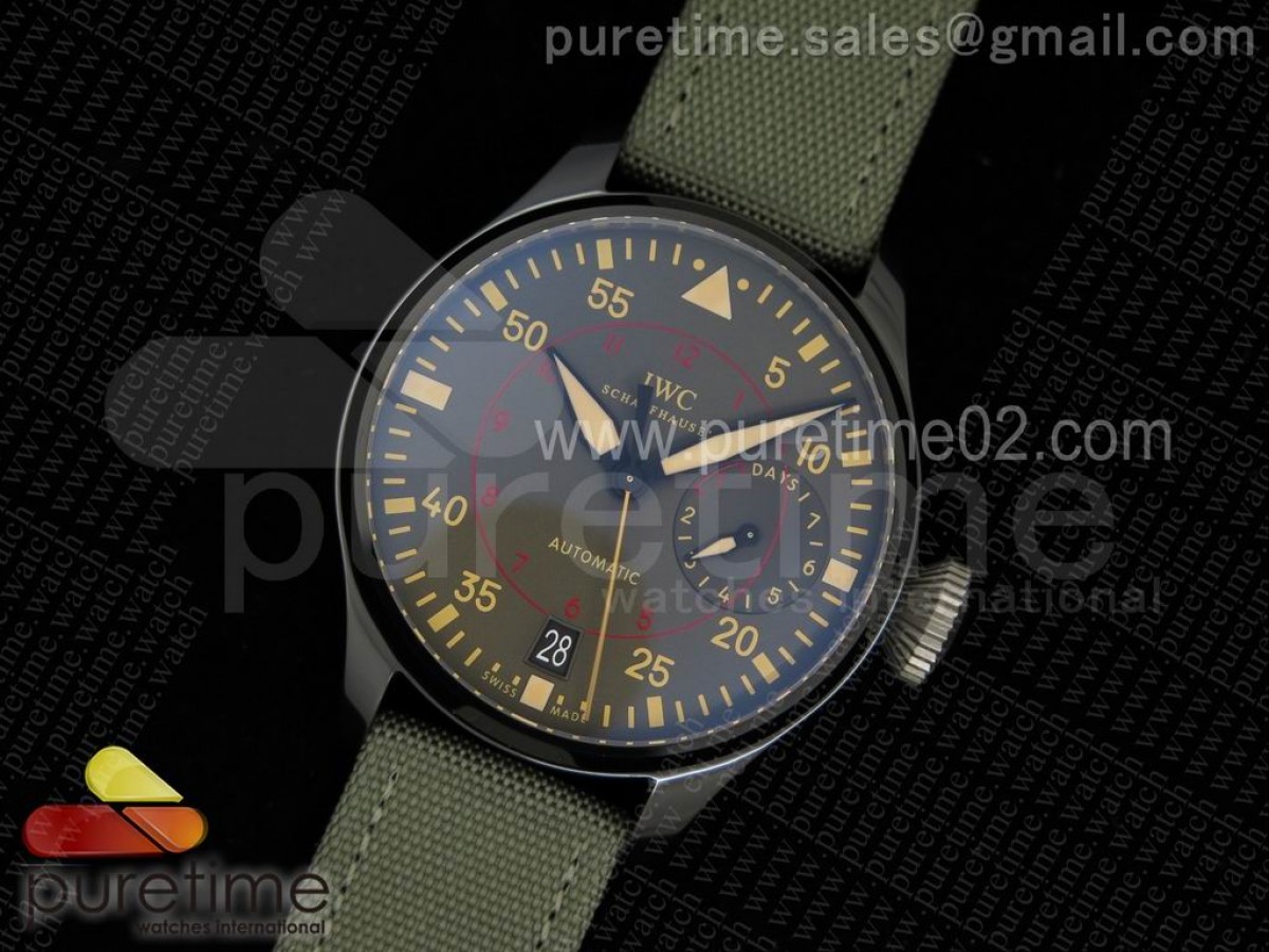 [ZF] IWC Big Pilot Real PR 46mm IW501902 Real Ceramic on Green Nylon Strap A51111