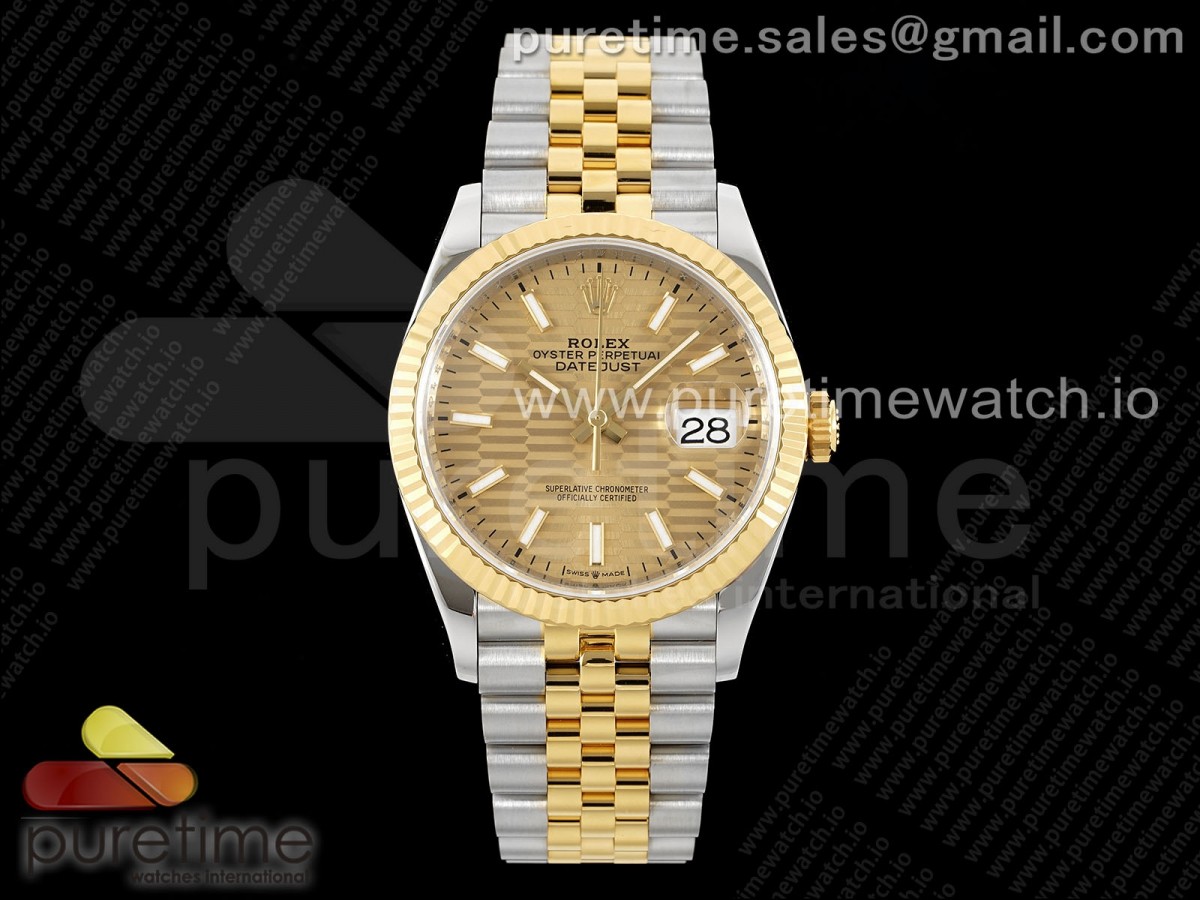 [VSF] Rolex DateJust 36 SS 126233 904L Steel YG Textured Dial on Jubilee Bracelet VS3235