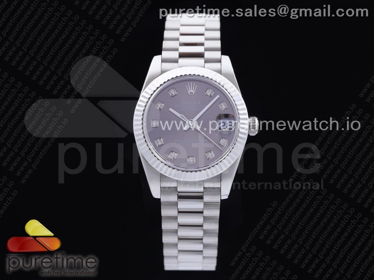 [GMF] Rolex DateJust 31 Ladies 278289 316L Steel Gray Dial Diamonds Markers on President Syle Bracelet