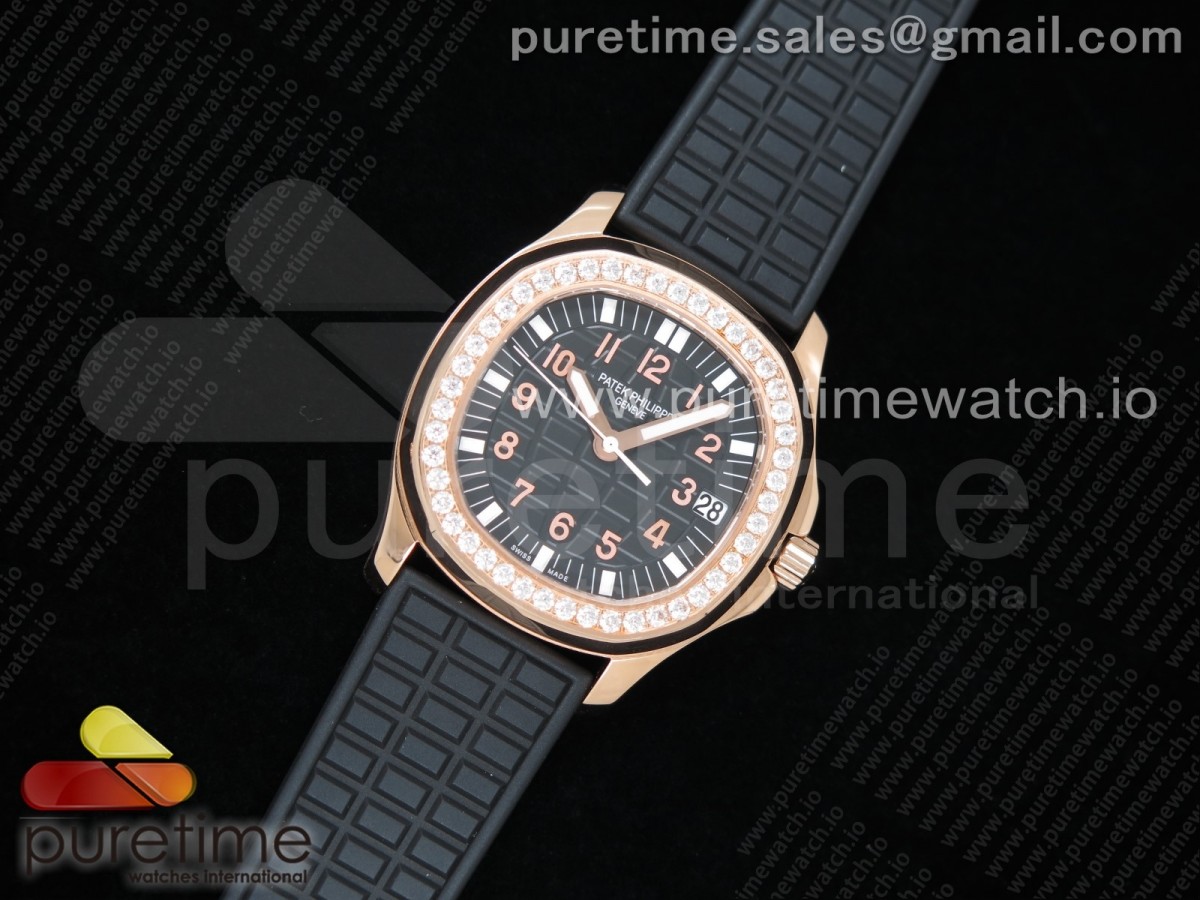 [PPF] Patek Philippe Aquanaut 5068 RG Black Textured Dial on Black Rubber Strap 324CS