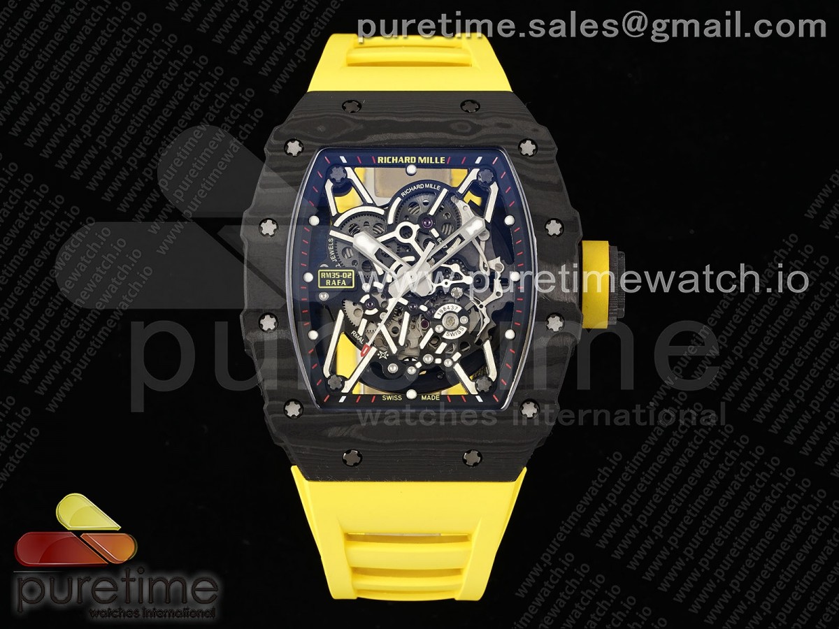 [ZF] Richard Mille RM035-02 Real NTPT Skeleton Dial on Yellow Rubber Strap NH05A V3+